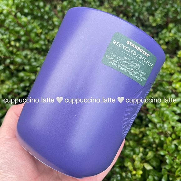 💙NWT💜Starbucks 2025 Purple/Blue Recycled Triangle Glass Tumbler & Ceramic Mug - Picture 9 of 11